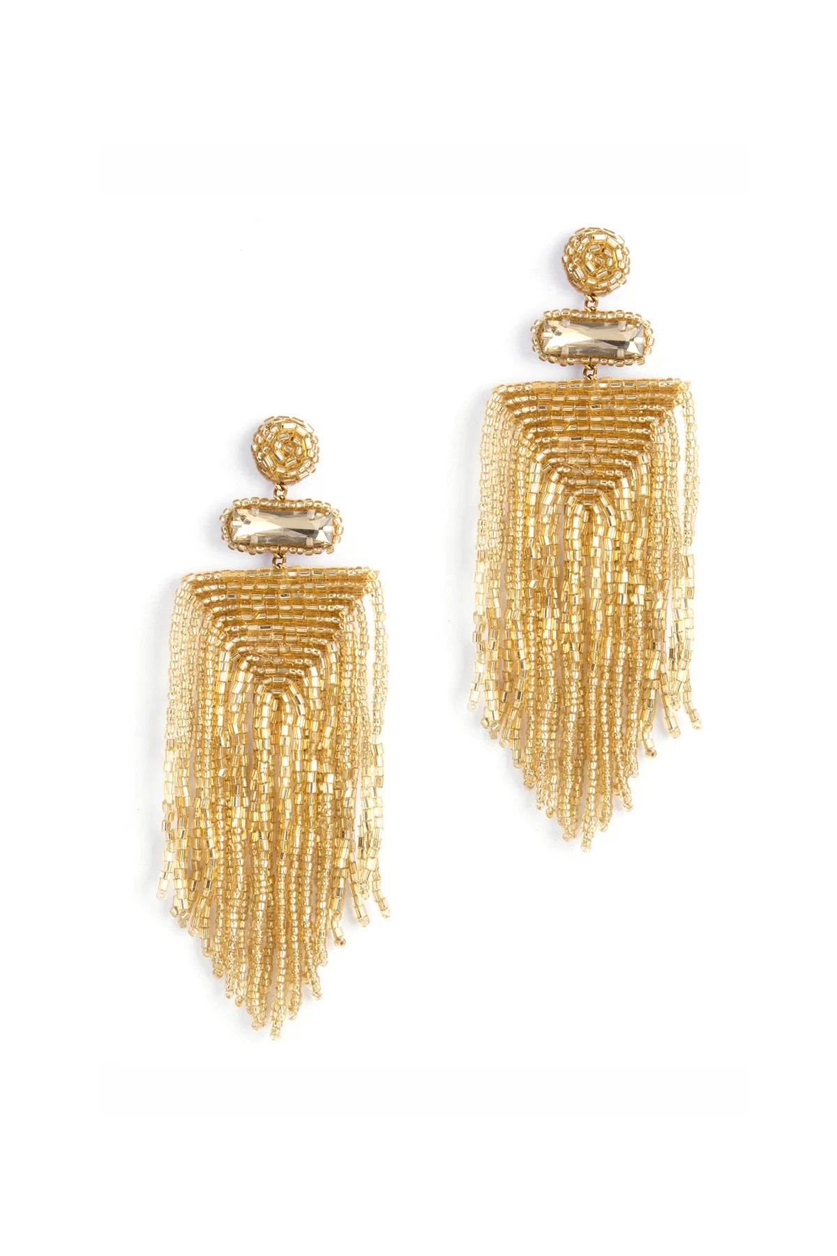 GOLD Jody Beaded Fringe Drop Earrings image number 1
