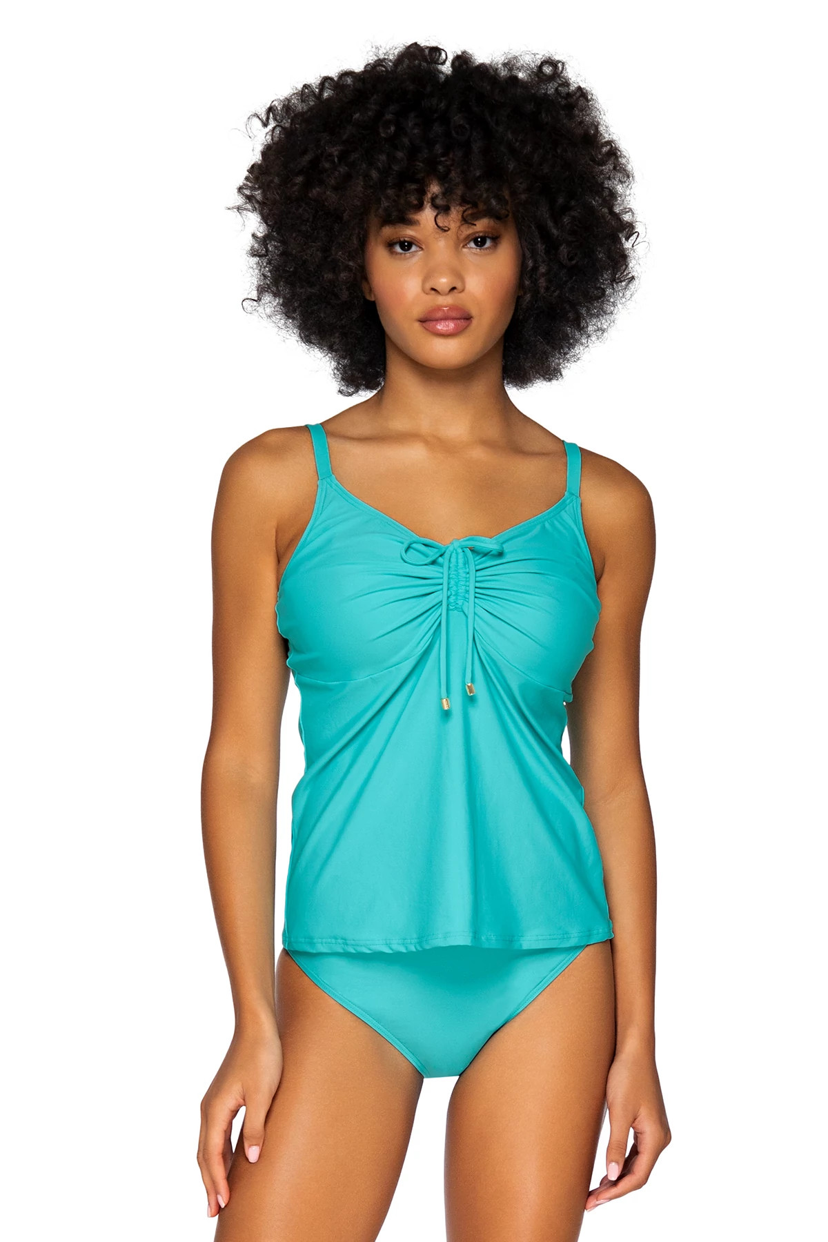 SEASIDE AQUA Avery Over The Shoulder Tankini Top (E-H Cup) image number 1