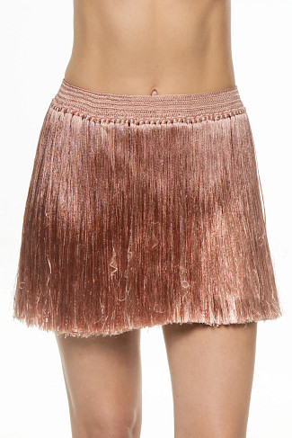 PEARL BLUSH Angelica Fringe Mini Skirt
