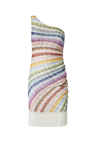 MULTICOLOR SMSP1 Wavy Stripe One Shoulder Mini Dress