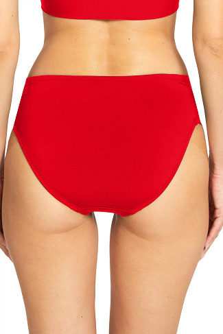 FIERY RED Banded Hipster Bikini Bottom