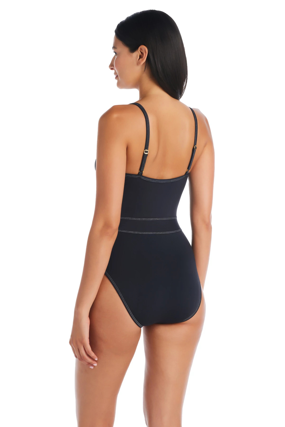 BLACK Stitched One Piece Swimsuit image number 2