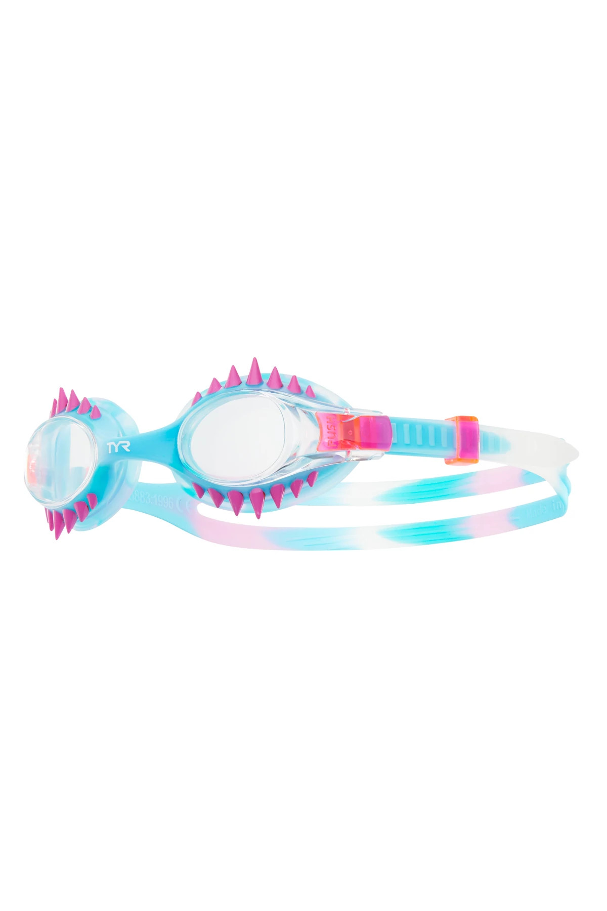CLEAR/MINT Kids Swimple Spikes Tie Dye Swim Goggles image number 1