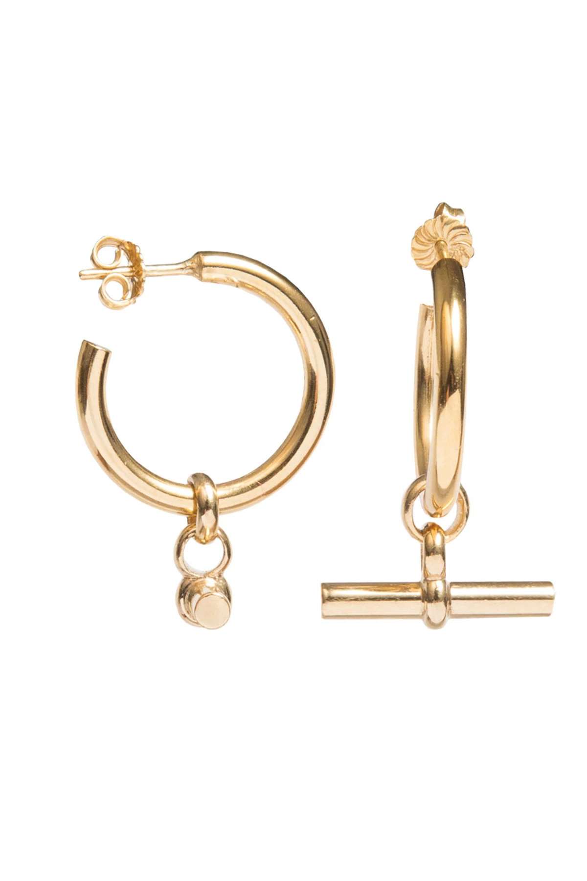 GOLD Large Gold T-Bar Earrings image number 1