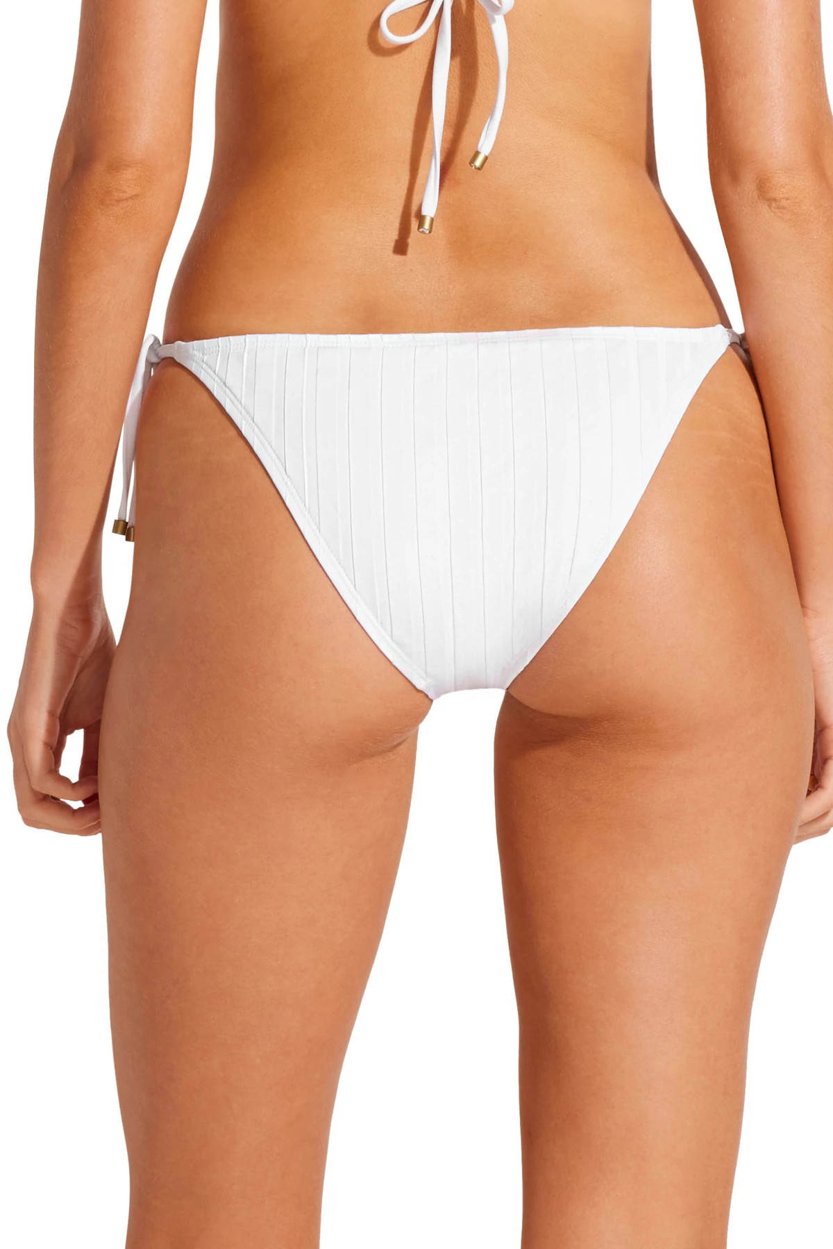 WHITE Elle Tie Side Hipster Bikini Bottom image number 2