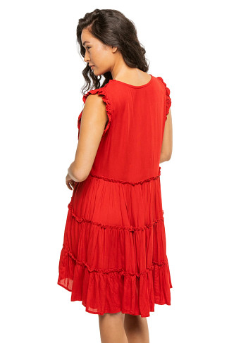 RED Tiered Mini Dress