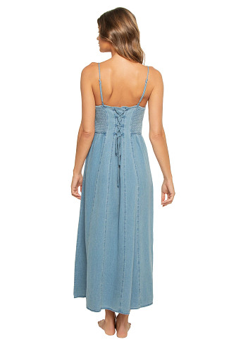 CLASSIC INDIGO Leonora Denim Lace-Up Maxi Dress