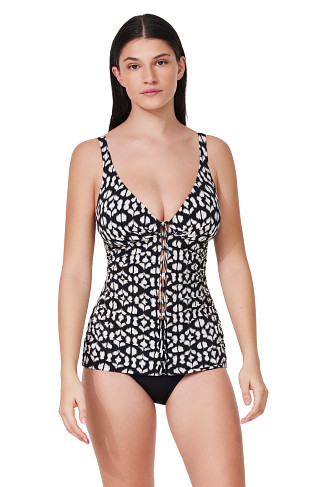 BLACK/WHITE Mantra V-neck Tankini (D Cup)
