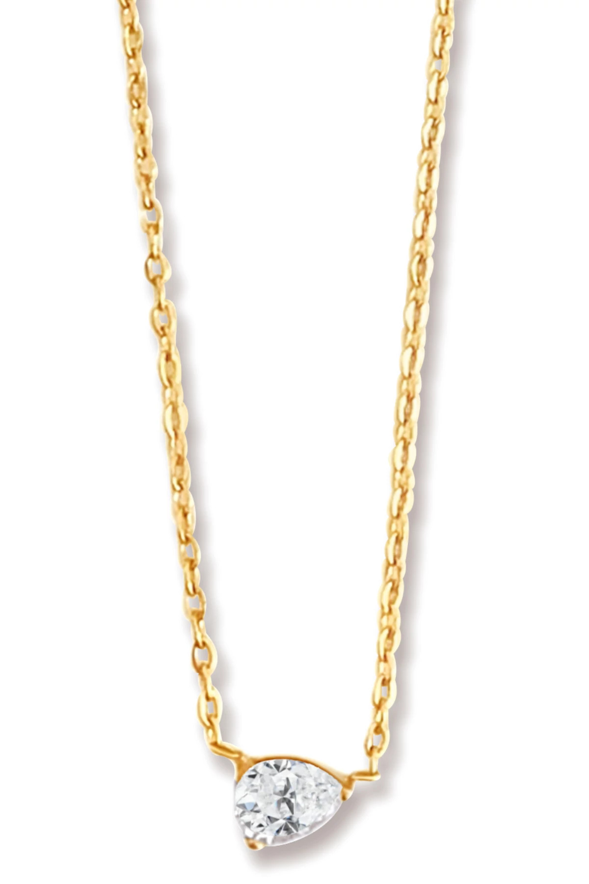 GOLD Lola Solitaire Sideways Pear Necklace image number 1