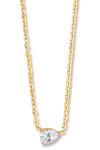 GOLD Lola Solitaire Sideways Pear Necklace