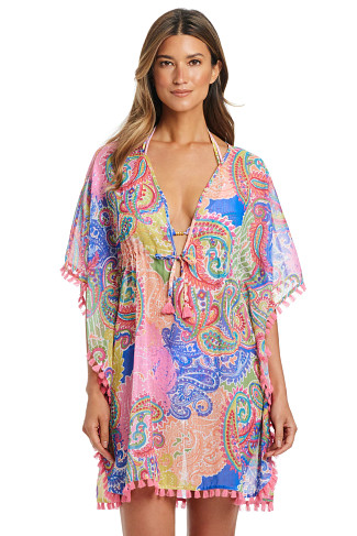 MULTI Paisley Print Tassel Trim Caftan