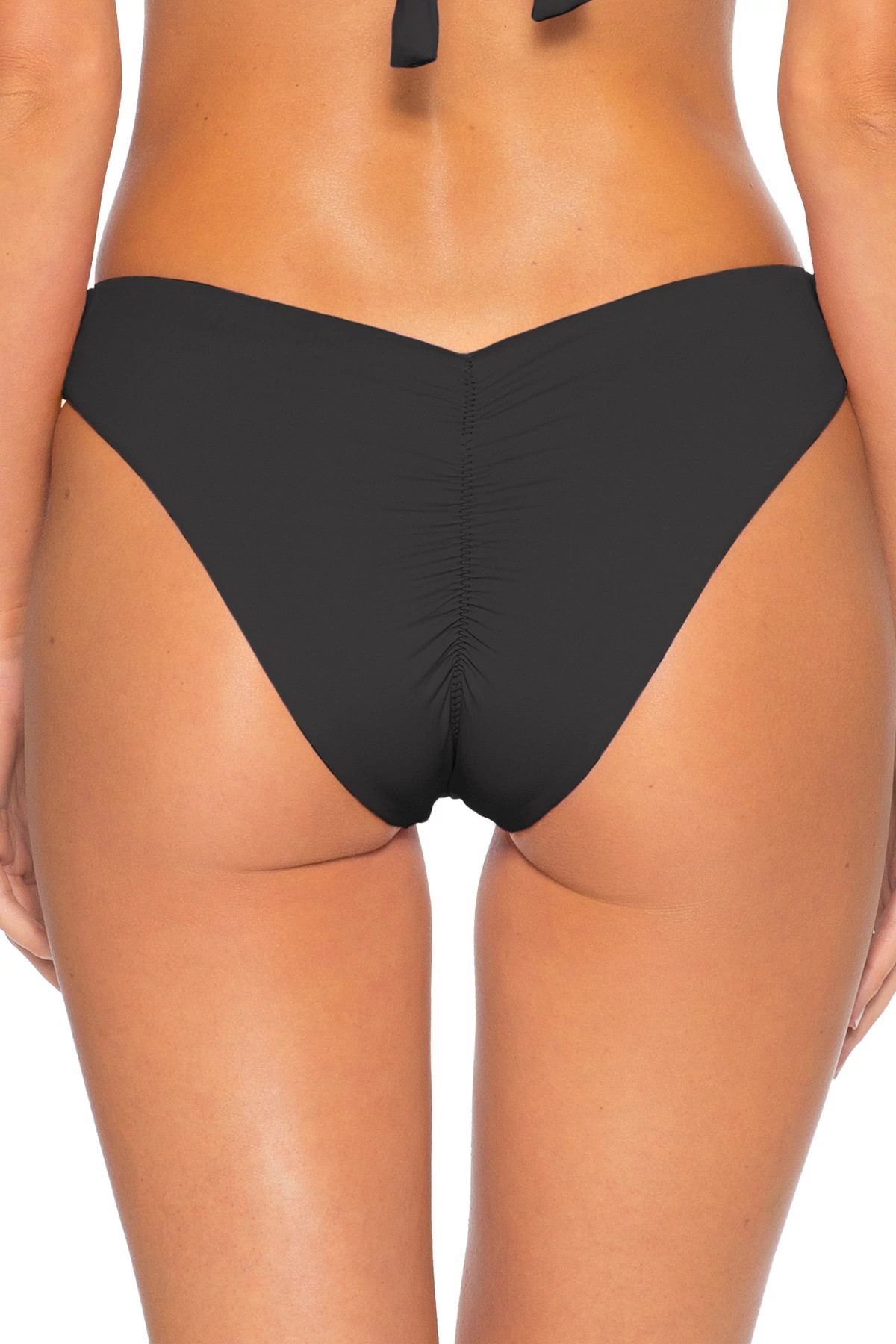 BLACK V-Front Brazilian Bikini Bottom image number 2