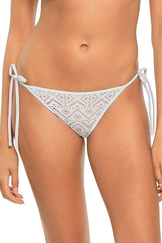 WHITE/TAN Demi Crochet Tie Side Bikini Bottom