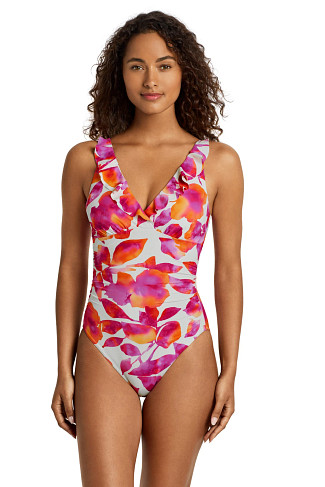 MULTI Floral Ruffle One Piece Swimsuit