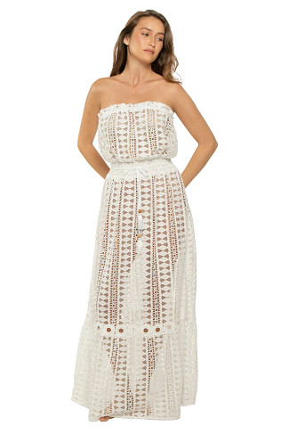 WHITE COTTON Henrietta Maxi  Cover Dress