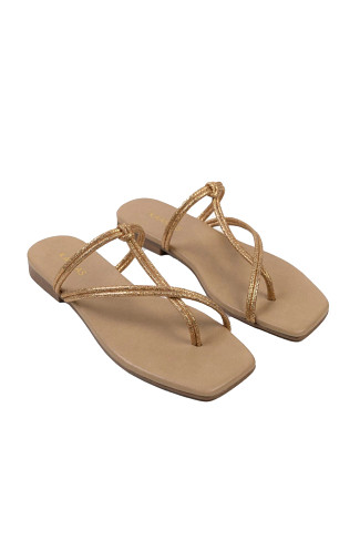 ALMOND Scarpa Glitter Cord Flat Sandal