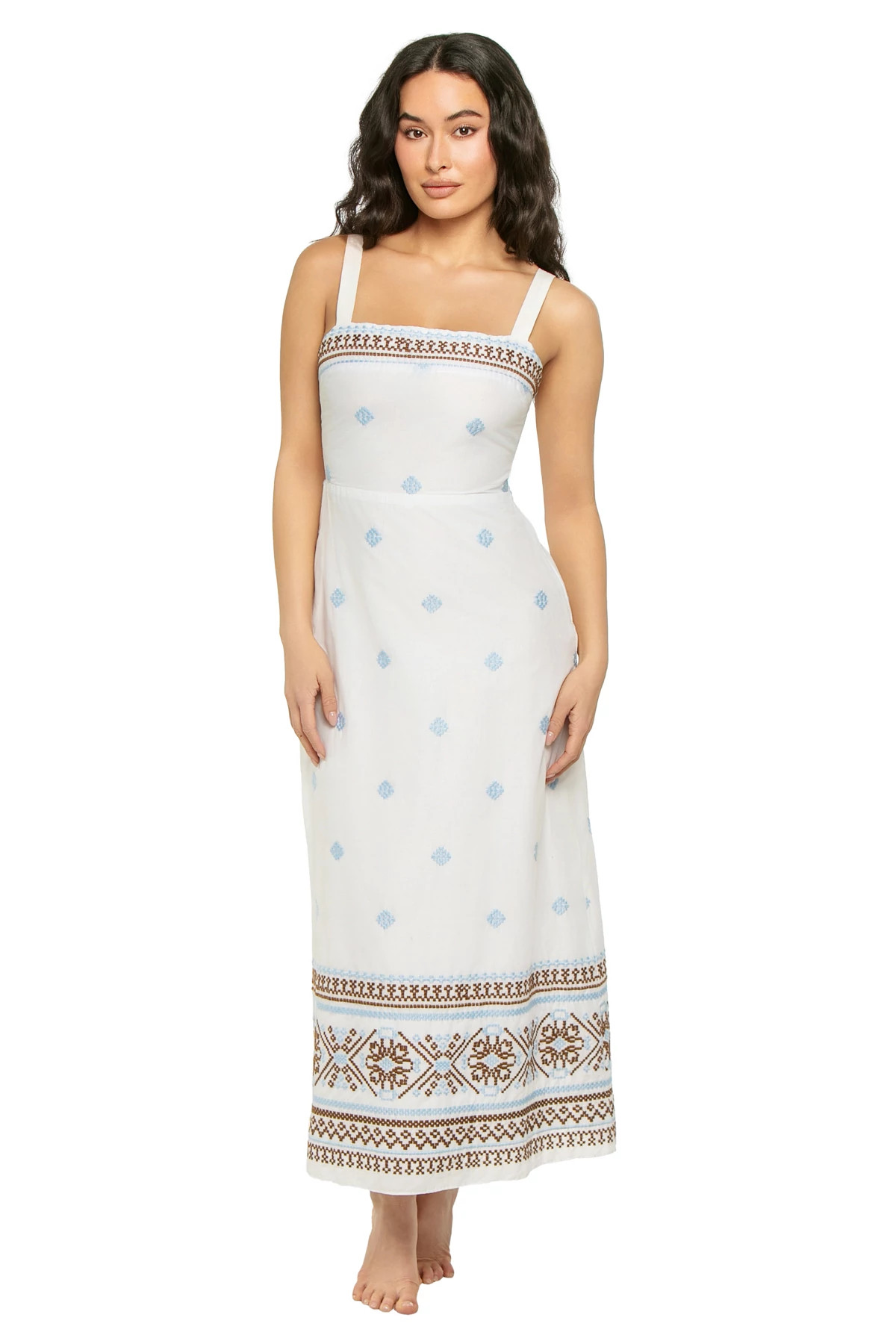 EMBROIDERED COTTON FS011 Aria Midi Dress image number 1