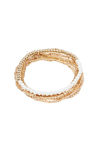 GOLD Gold Pearl Bracelet Set