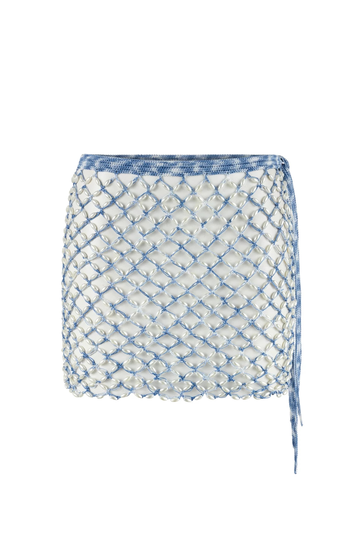 BLUE Crochet Pearl Beaded Mini Cover Skirt image number 5