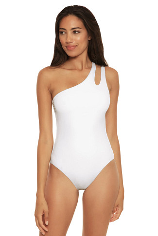 WHITE Violet Asymmetrical One Piece Swimsuit