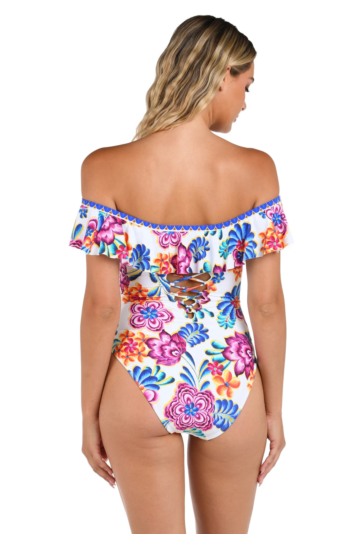 MULTI Off Shoulder Bandeau One Piece Swimsuit image number 2