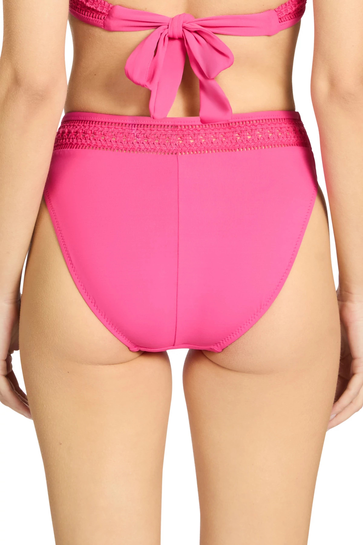 STRAWBERRY Crochet Trim High Waist Bikini Bottom image number 2