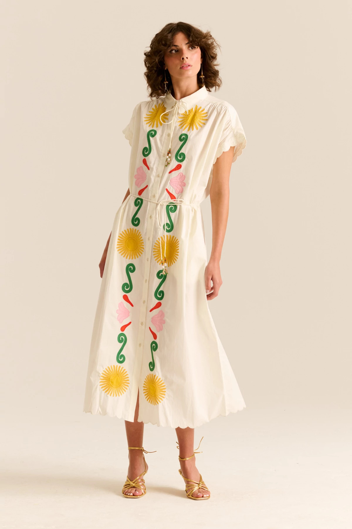 OFF WHITE Valerie Embroidered Caftan Dress image number 5