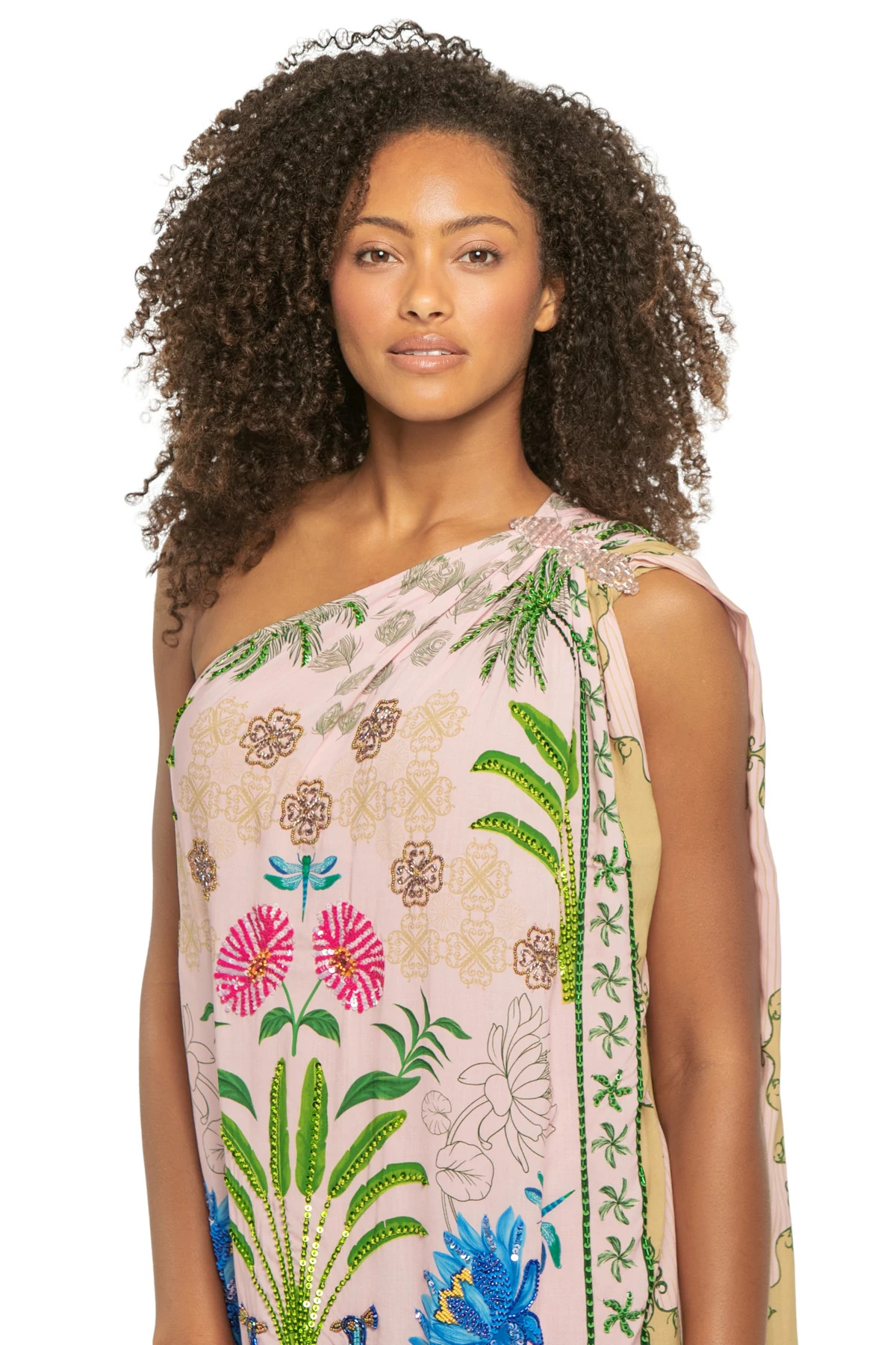 BLUSH AND SAND PEACOCK PANEL Toga Maxi Dress image number 4