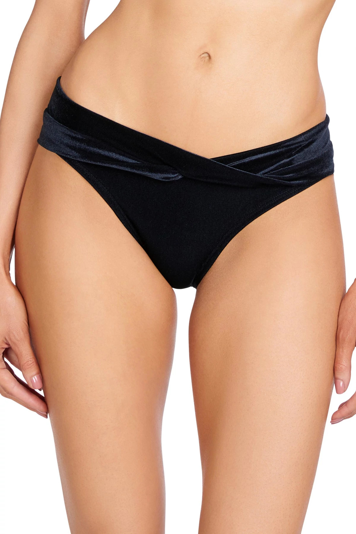 BLACK Roxy Velvet Banded Hipster Bikini Bottom image number 1