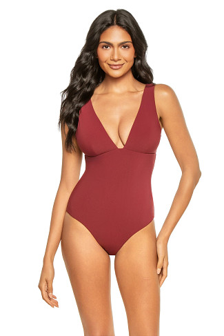 BURGUNDY JetSet Plunge One Piece Swimsuit