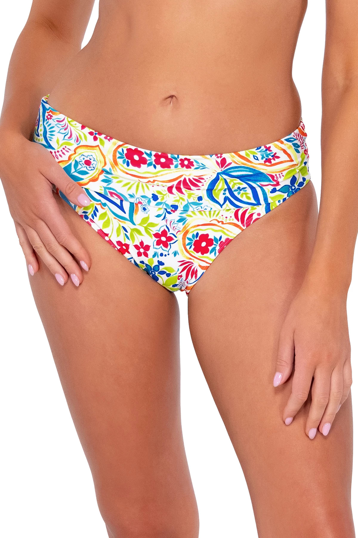 PAINTED PAISLEY Hannah High Waist Bikini Bottom image number 1