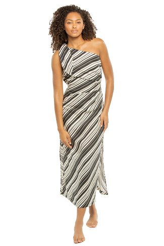 SARA Sara Linen Asymmetrical Midi Dress