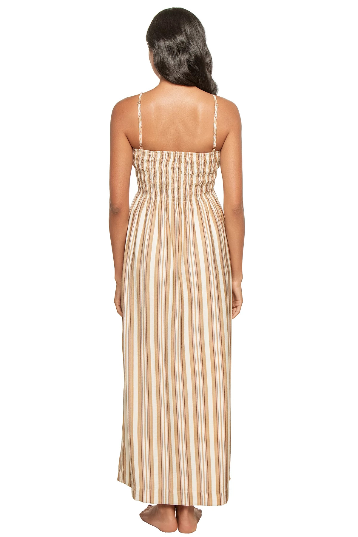 EARTHY STRIPE Abigail Striped Smocked Maxi Dress image number 2