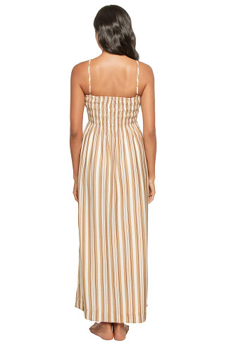 EARTHY STRIPE Abigail Striped Smocked Maxi Dress