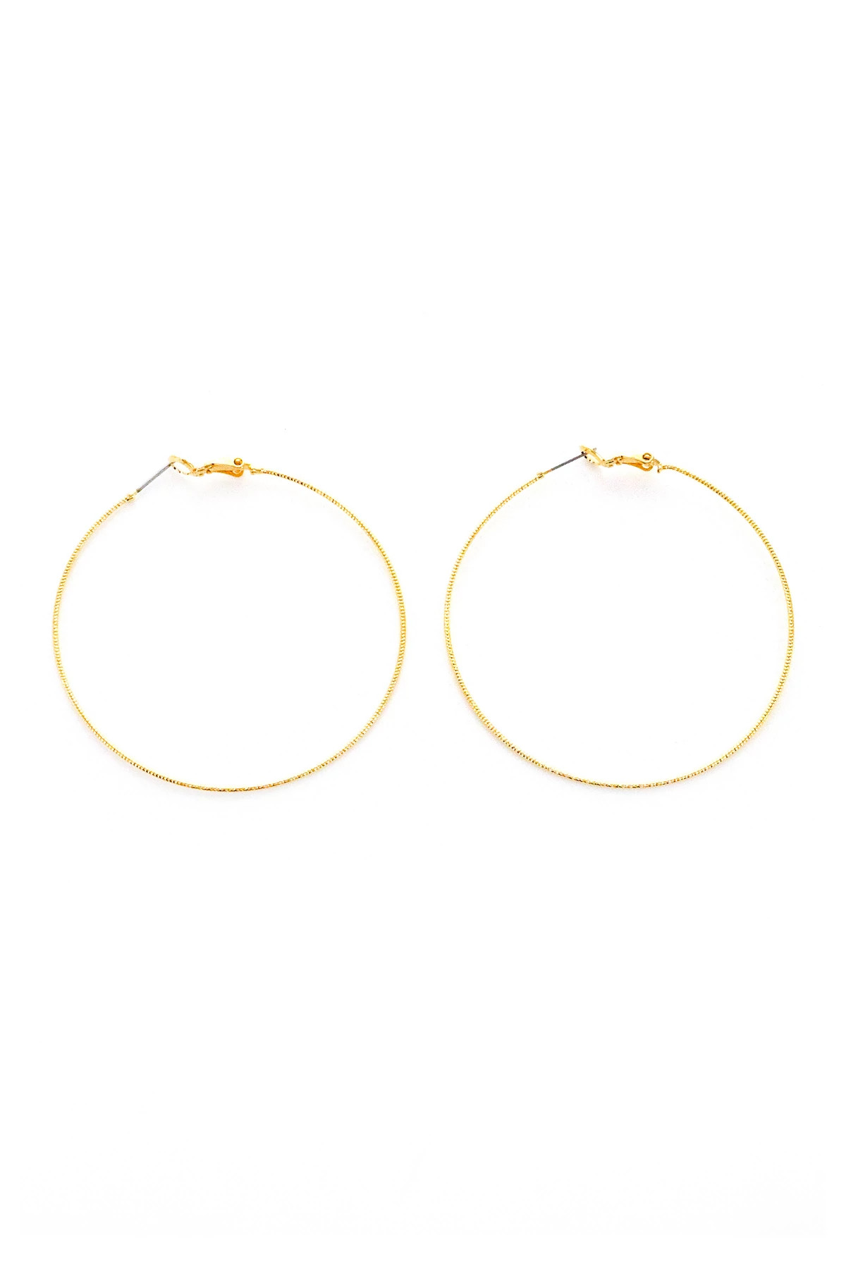 GOLD Thin Textured Hoop Earrings image number 1