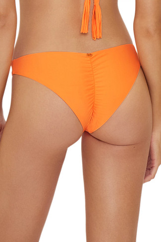 ORANGE CRUSH Ruched Brazilian Bikini Bottom