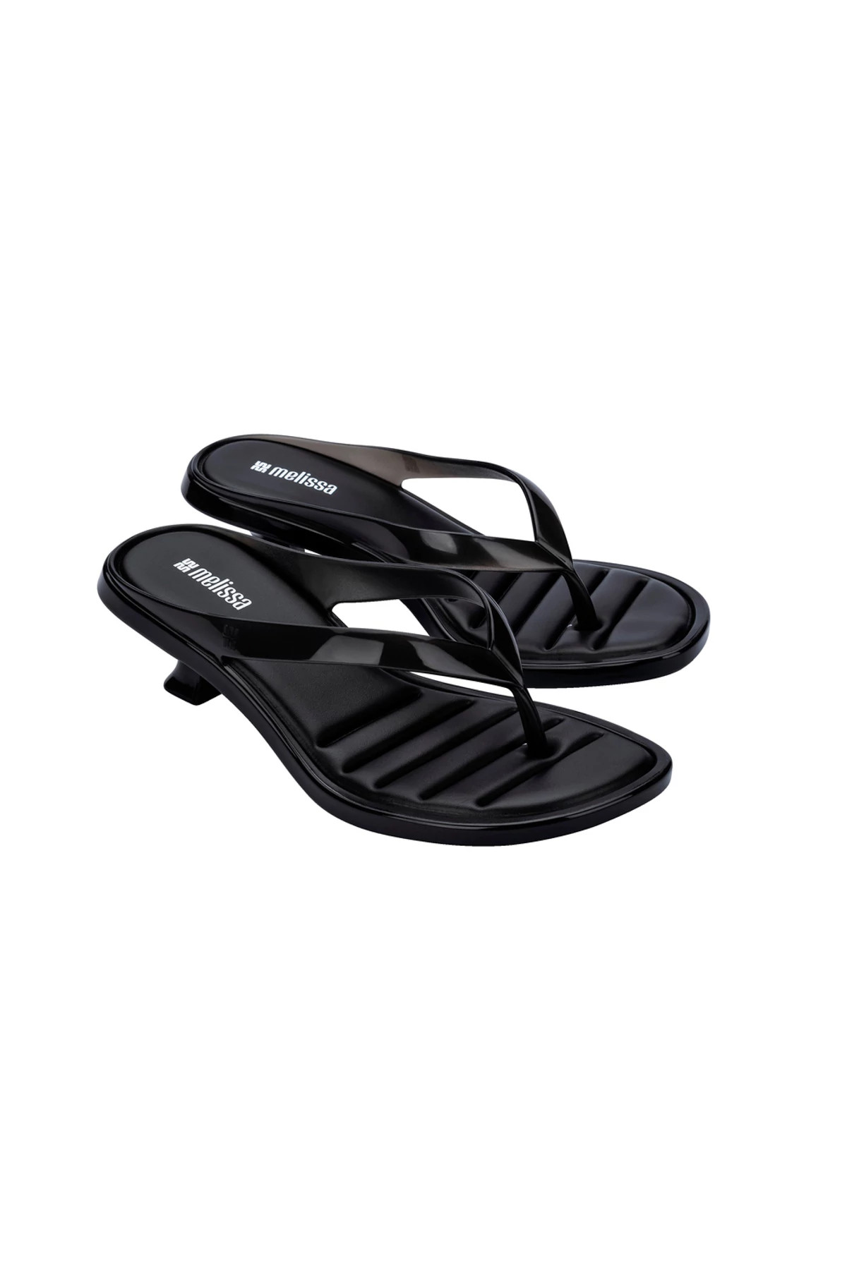 BLACK Jelly Kitten Heel Flip Flop Sandal image number 1