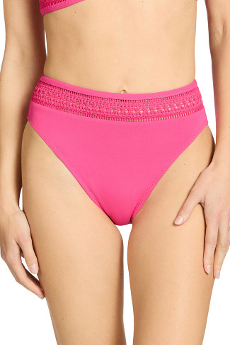 STRAWBERRY Crochet Trim High Waist Bikini Bottom