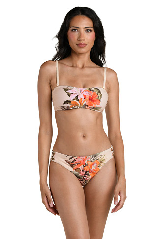 CHAMPAGNE Palm Print Bandeau Bikini Top