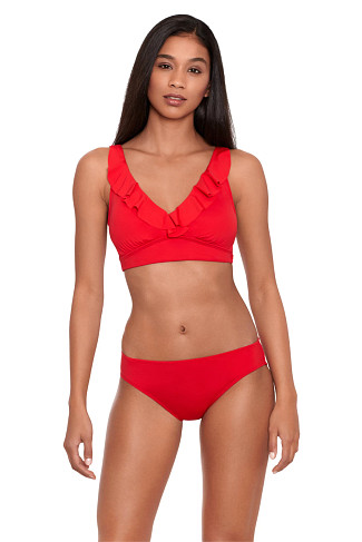 RED Ruffle Bralette Bikini Top