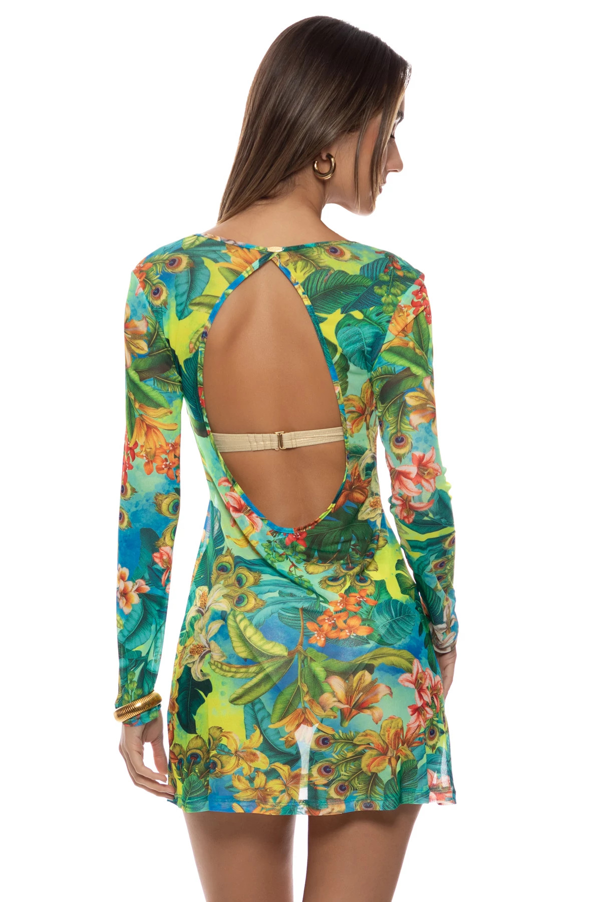 MULTI Jungle Print Long Sleeve Mini Dress image number 2