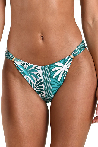 TURQUOISE Patchwork Palms Hipster Bikini Bottom