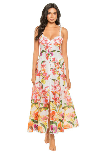 WHITE BLISS Solara Floral Button Front Maxi Dress