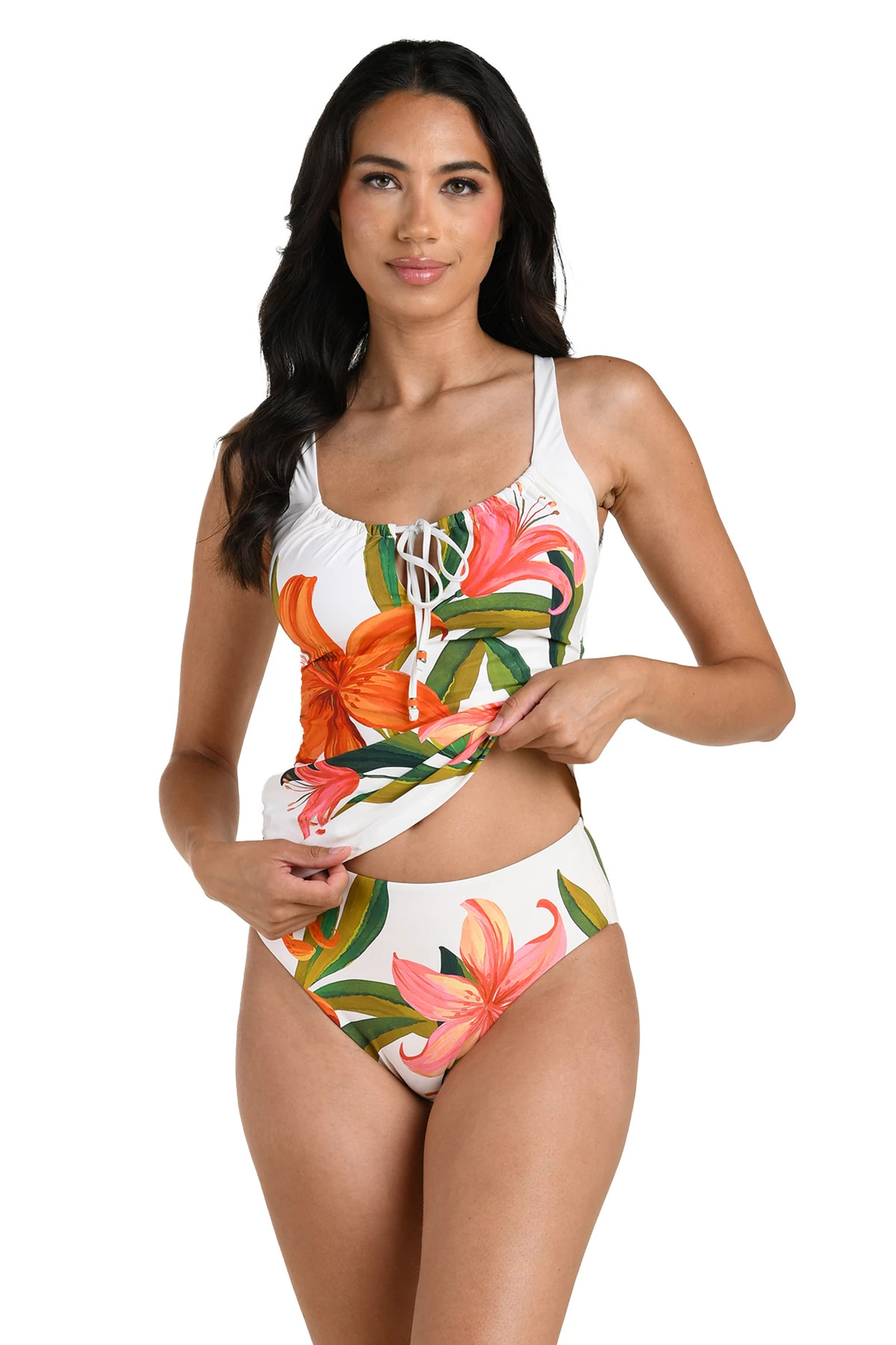 MULTI Tie Front Tankini Top image number 3