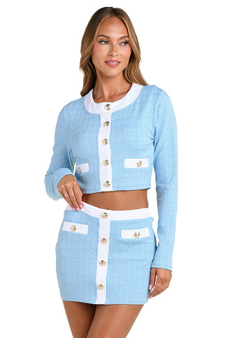 POWDER BLUE Adaline Colorblock Swim Cardigan