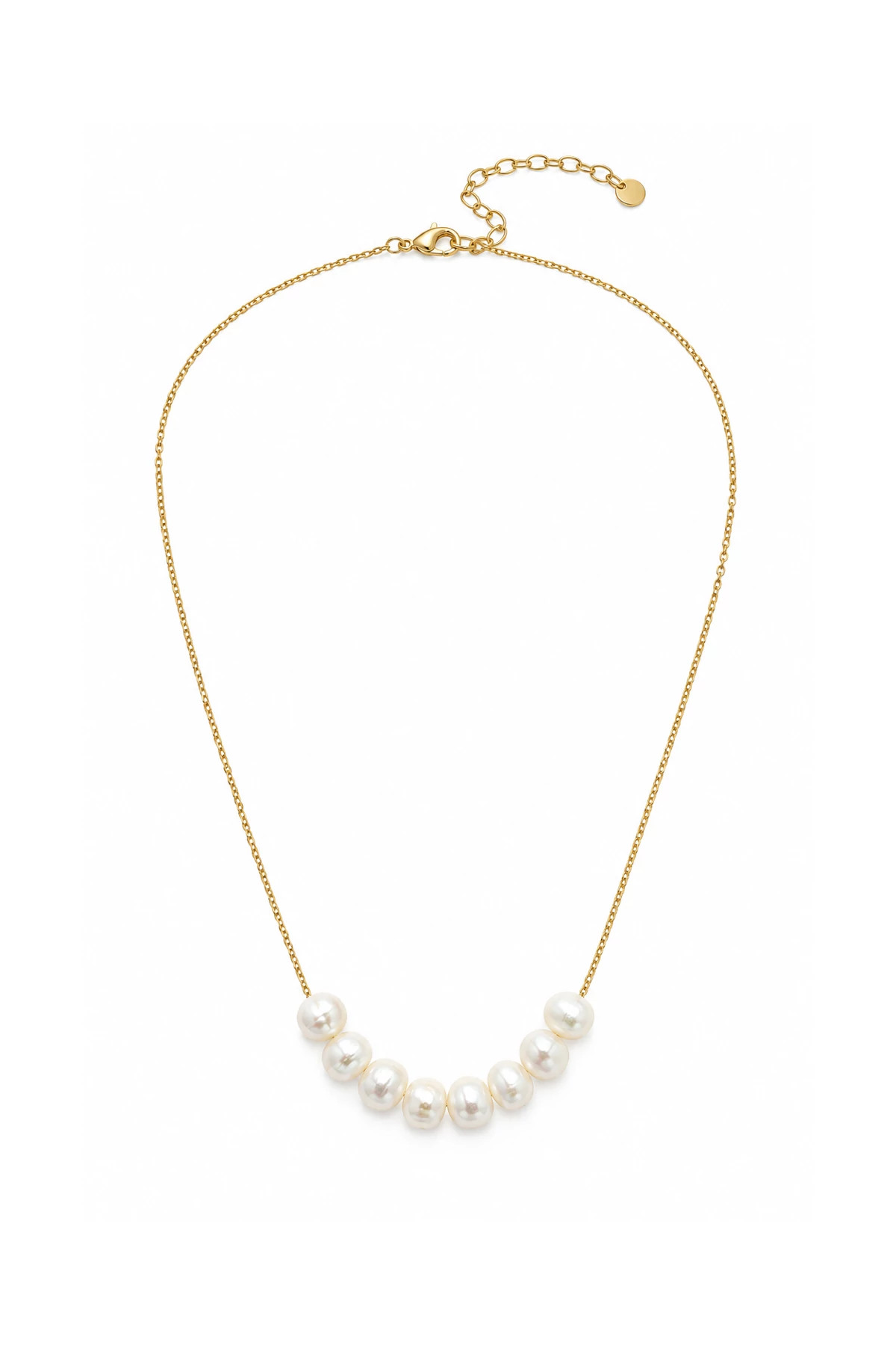 GOLD Freshwater Pearl Chain Necklace image number 1