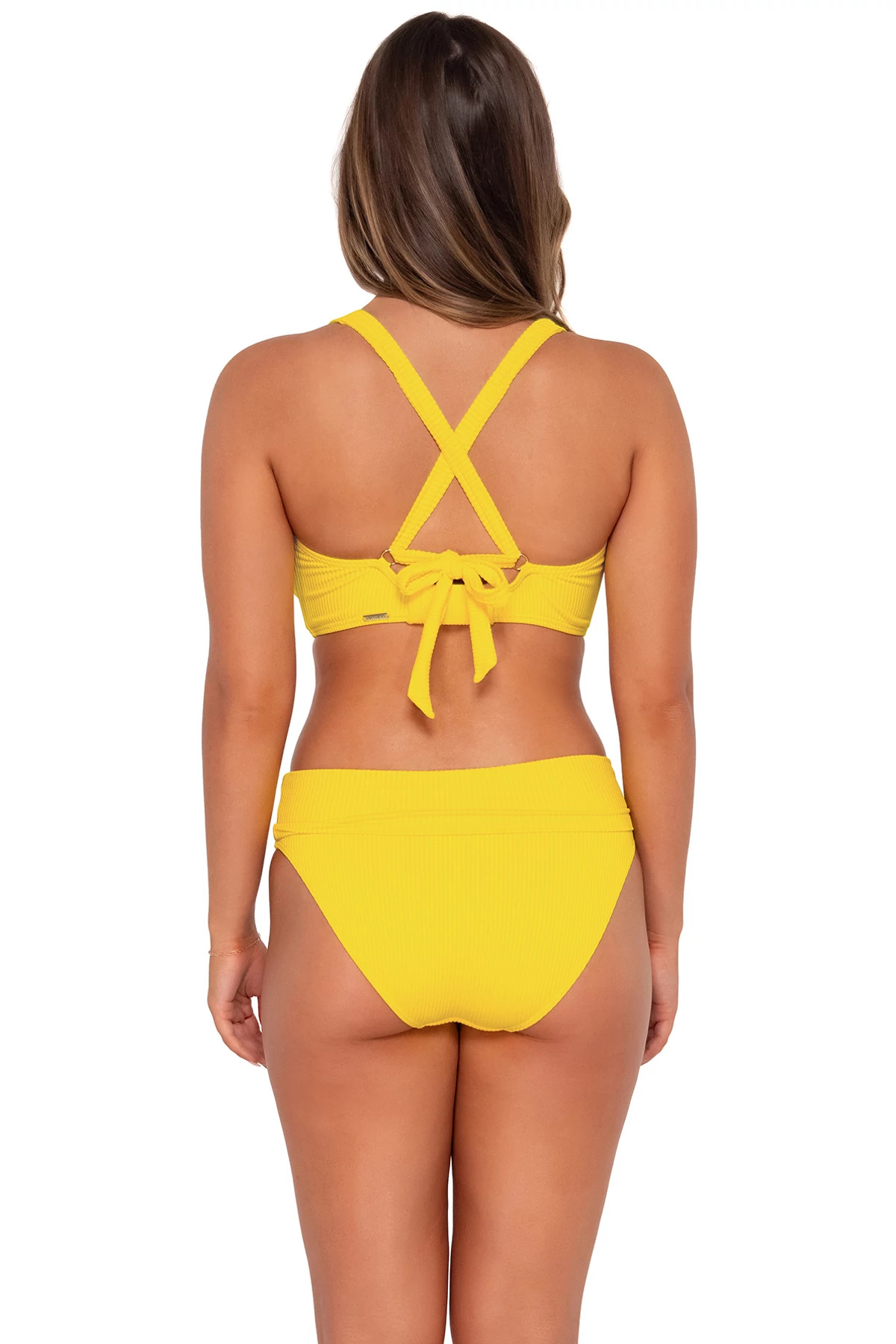 LEMON ZEST SANDBAR RIB Vienna V-Wire Bikini Top (E-H Cup) image number 2