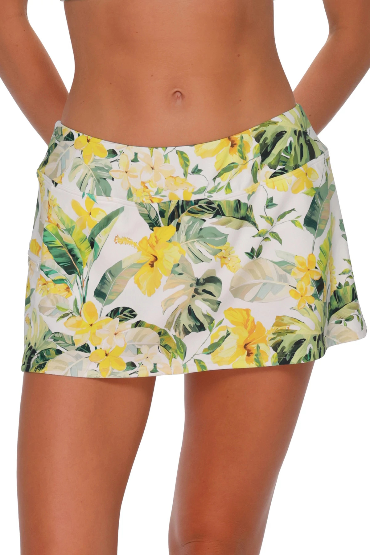 ISLA SOLEIL CREPE Sporty Zip Pocket Swim Skirt image number 1