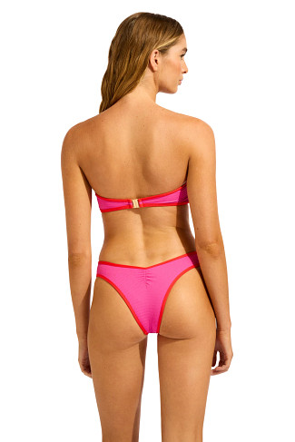HOT PINK/FLAME Ring Front Bandeau Bikini Top