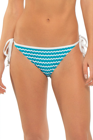CARIBBEAN BLUE/WHITE Mesh Effect Hipster Bikini Bottom